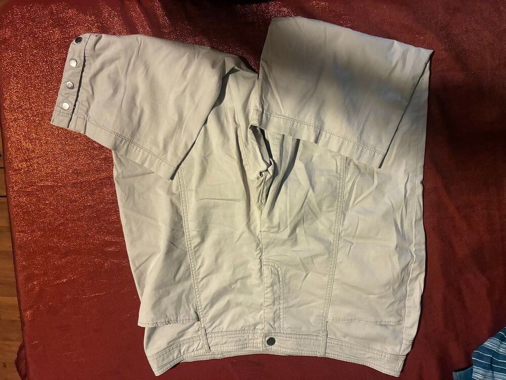 M Collection Pants Womens 14W Cropped Snap Cuff Cargo Khaki Beige